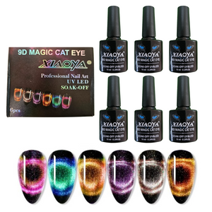 Efecto Ojo de Gato para uñas Acrilicas 9D Magic con 6 piezas