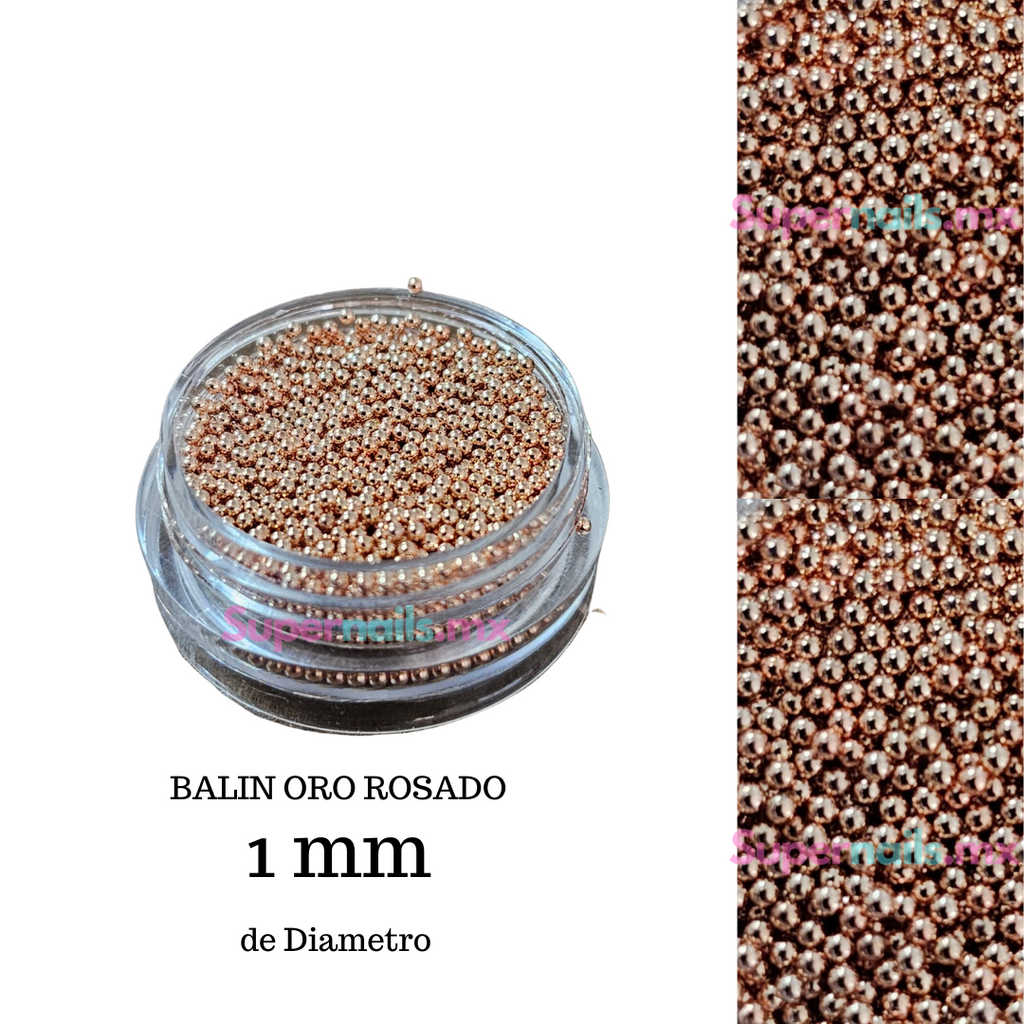 Balin Metálico Color Oro Rosado Para Decoración De Uñas (Magnético) 12Gr.