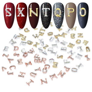 Decoración Dijes De Letras Para Uñas Dorado, Plata y Oro Rosado