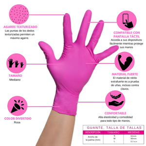 Guantes Rosas Desechables Multiusos | Paquete de 100 Piezas