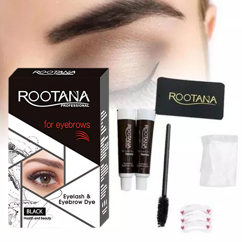 Tinta Henna Para Cejas Y Pestañas Profesional Rootana Kit Color Negro