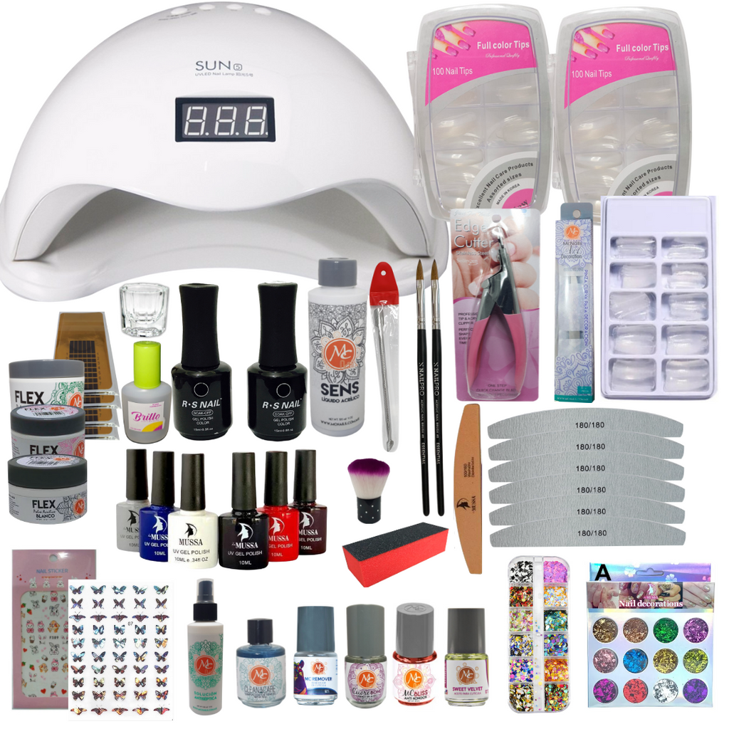 Kit Super Completo para Uñas 153 piezas, Mc Nails, Lé Mussa, Lámpara, Decoración y Herramientas