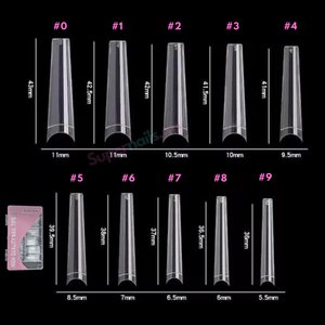 Tips Coffin Curva C XL Caja con 500 piezas Cristal