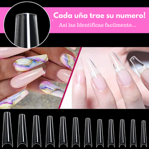 Tips Coffin Curva C XL Caja con 500 piezas Cristal