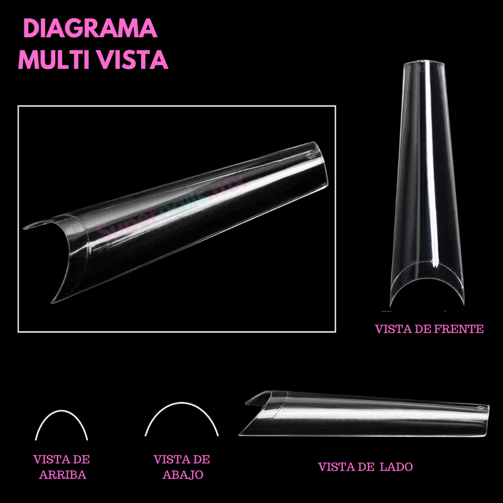 Tips Coffin Curva C XL Caja con 500 piezas Cristal