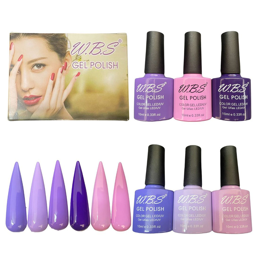 Gel Semipermanente Gama K De 6 Piezas Marca WBS Para Uñas 10ml c/u