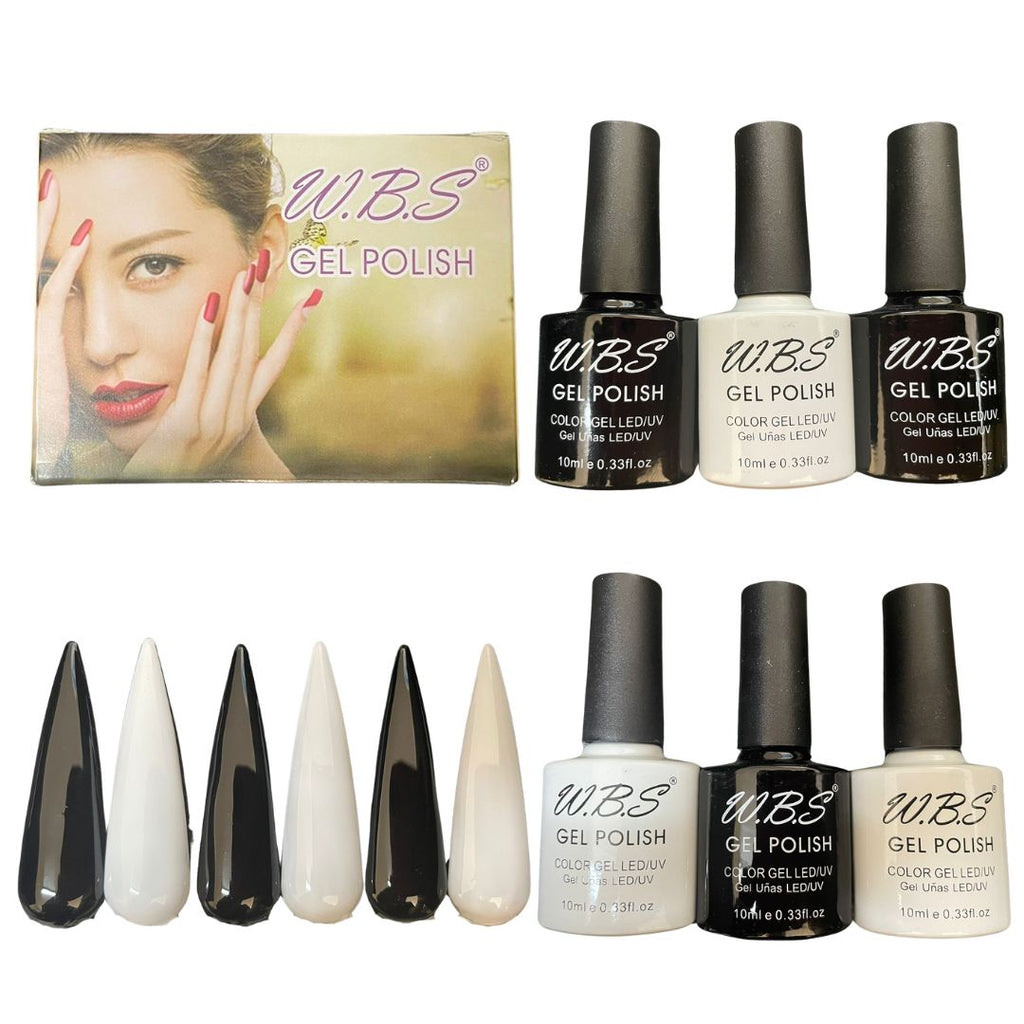 Gel Semipermanente Gama R De 6 Piezas Marca WBS Para Uñas 10ml c/u