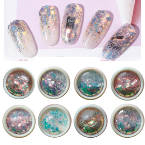 Decoración Para Uñas y Maquillaje Evolution Glitter Flake Hojuelas c/8 Piezas
