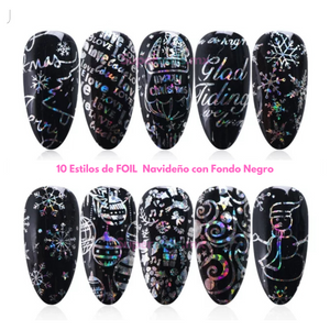 Foil Navideño Negro con 10 Pzs.