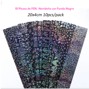 Foil Navideño Negro con 10 Pzs.