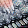 Decoración Confeti y Polvo Para Uñas Mixto Plata con 8 Piezas