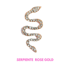 Decoración Uñas Serpiente Metal Dorado, Plata O Golden Rose